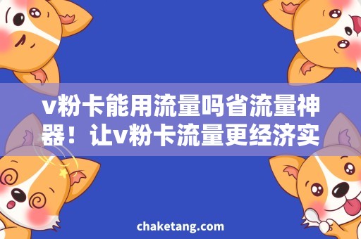 v粉卡能用流量吗省流量神器！让v粉卡流量更经济实惠！