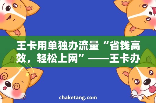 王卡用单独办流量“省钱高效，轻松上网”——王卡办理流量套餐攻略