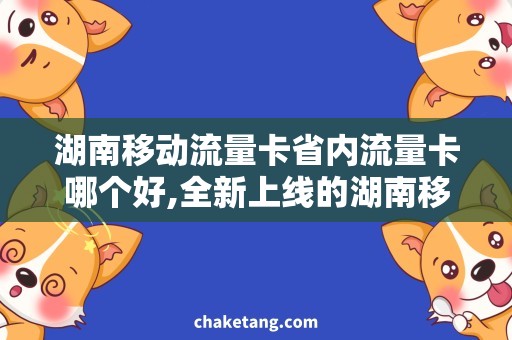 湖南移动流量卡省内流量卡哪个好,全新上线的湖南移动流量卡详细解析