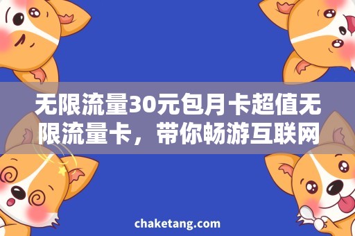 无限流量30元包月卡超值无限流量卡，带你畅游互联网！