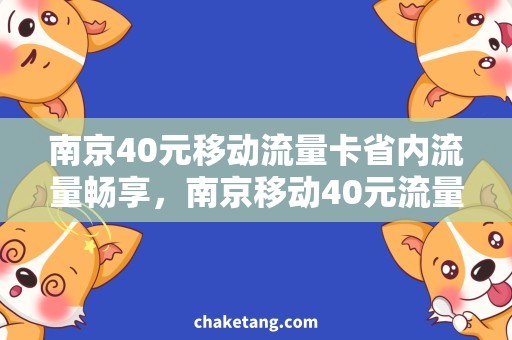 南京40元移动流量卡省内流量畅享，南京移动40元流量卡详解
