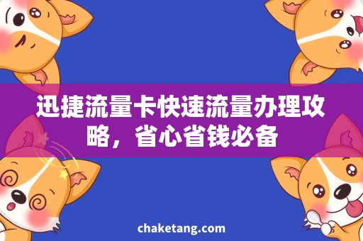 迅捷流量卡快速流量办理攻略，省心省钱必备