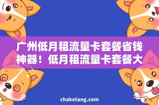 广州低月租流量卡套餐省钱神器！低月租流量卡套餐大比拼，哪个更划算？