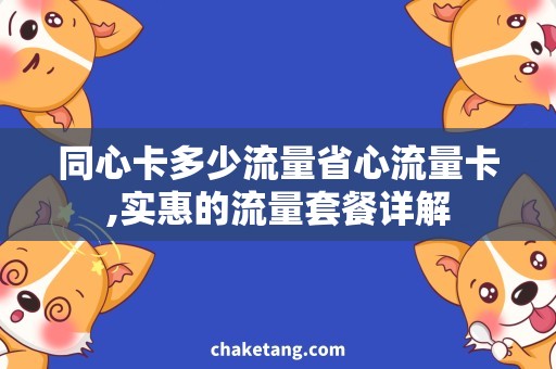 同心卡多少流量省心流量卡,实惠的流量套餐详解