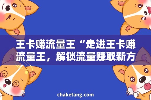 王卡赚流量王“走进王卡赚流量王，解锁流量赚取新方式”