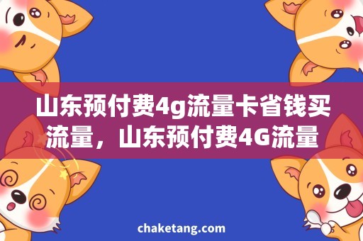 山东预付费4g流量卡省钱买流量，山东预付费4G流量卡哪家好？