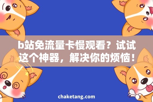 b站免流量卡慢观看？试试这个神器，解决你的烦恼！