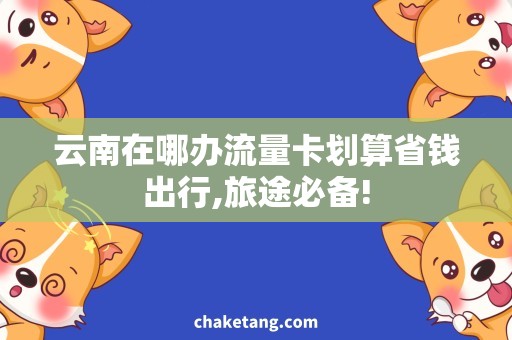云南在哪办流量卡划算省钱出行,旅途必备!