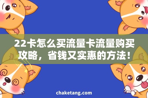 22卡怎么买流量卡流量购买攻略，省钱又实惠的方法！