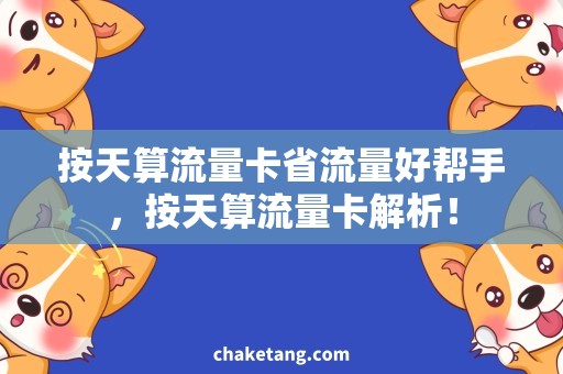按天算流量卡省流量好帮手，按天算流量卡解析！