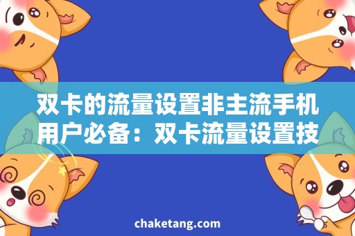 双卡的流量设置非主流手机用户必备：双卡流量设置技巧