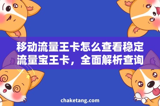 移动流量王卡怎么查看稳定流量宝王卡，全面解析查询方法