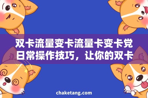 双卡流量变卡流量卡变卡党日常操作技巧，让你的双卡手机流量不浪费