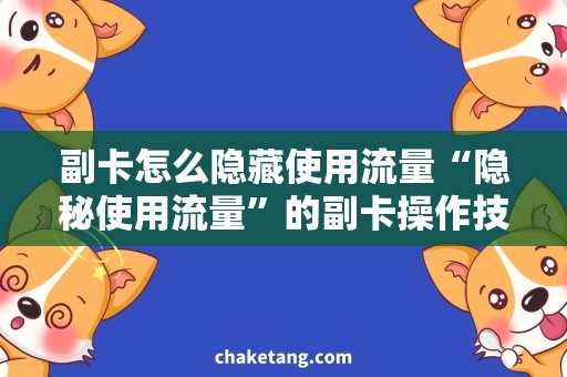 副卡怎么隐藏使用流量“隐秘使用流量”的副卡操作技巧，揭秘！