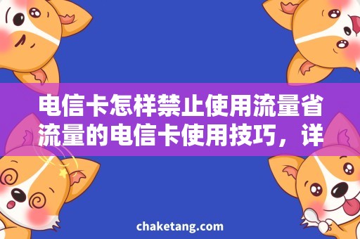 电信卡怎样禁止使用流量省流量的电信卡使用技巧，详细解析禁止使用流量方法