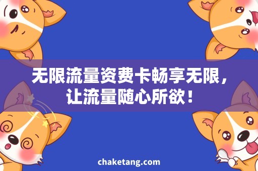无限流量资费卡畅享无限，让流量随心所欲！
