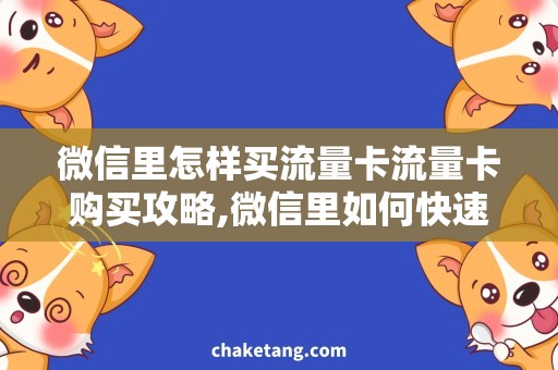 微信里怎样买流量卡流量卡购买攻略,微信里如何快速购买