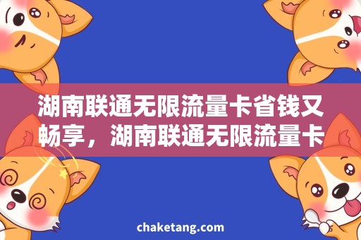 湖南联通无限流量卡省钱又畅享，湖南联通无限流量卡优惠攻略