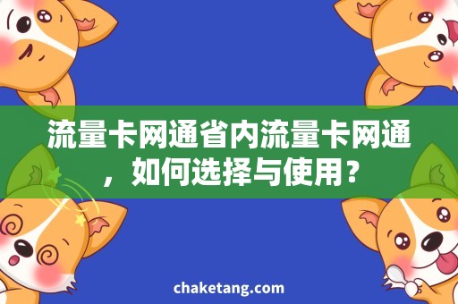 流量卡网通省内流量卡网通，如何选择与使用？