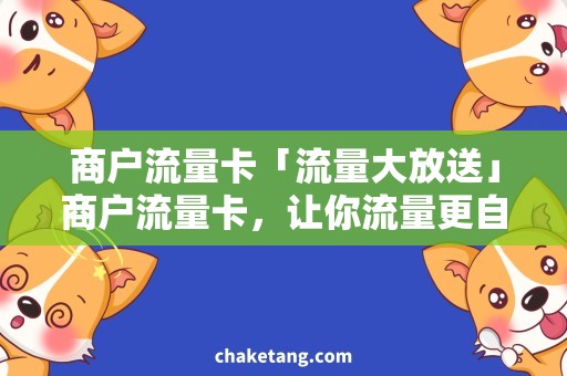 商户流量卡「流量大放送」商户流量卡，让你流量更自由！