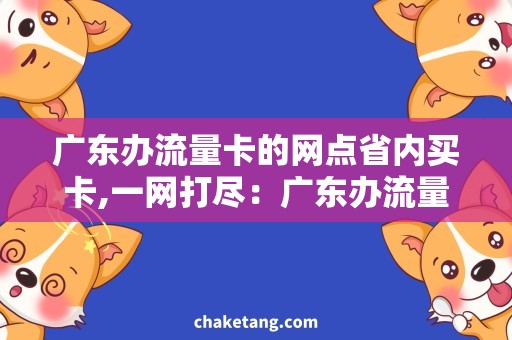 广东办流量卡的网点省内买卡,一网打尽：广东办流量卡的网点及购卡攻略
