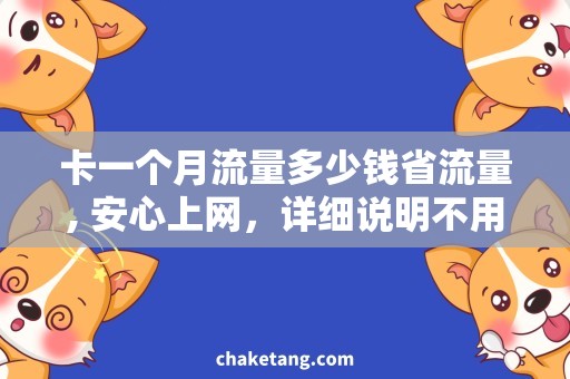 卡一个月流量多少钱省流量, 安心上网，详细说明不用担心超出流量的费用