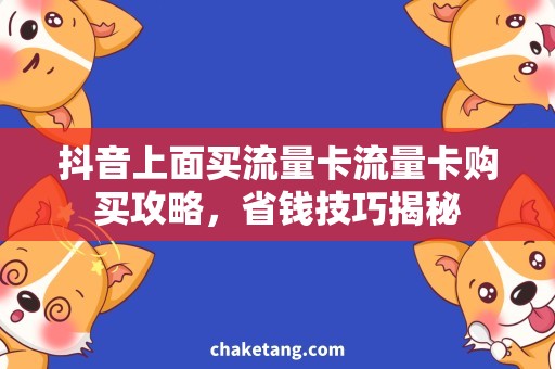 抖音上面买流量卡流量卡购买攻略，省钱技巧揭秘