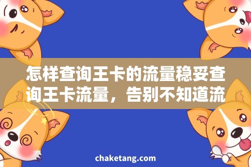 怎样查询王卡的流量稳妥查询王卡流量，告别不知道流量的尴尬