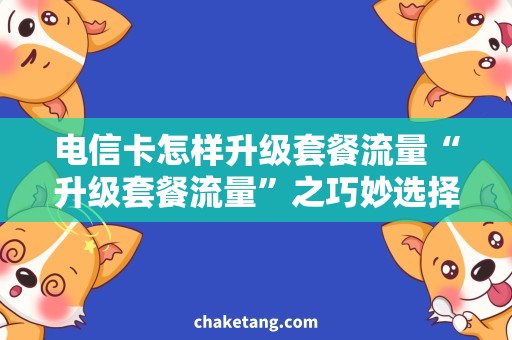 电信卡怎样升级套餐流量“升级套餐流量”之巧妙选择——电信卡需求调查