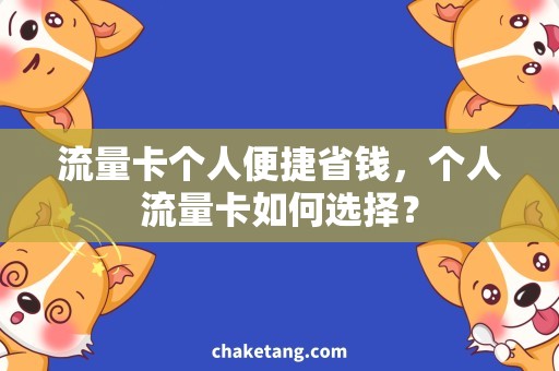 流量卡个人便捷省钱，个人流量卡如何选择？