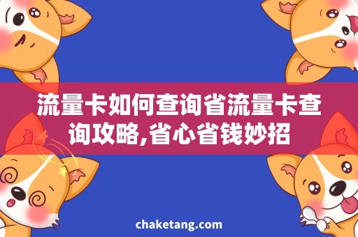 流量卡如何查询省流量卡查询攻略,省心省钱妙招