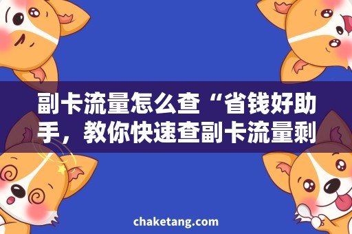 副卡流量怎么查“省钱好助手，教你快速查副卡流量剩余使用情况！”