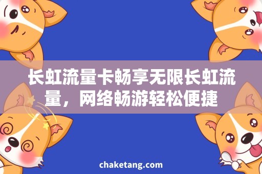 长虹流量卡畅享无限长虹流量，网络畅游轻松便捷