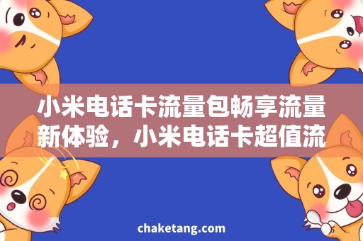 小米电话卡流量包畅享流量新体验，小米电话卡超值流量包详解