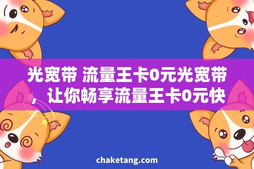 光宽带 流量王卡0元光宽带，让你畅享流量王卡0元快速上网