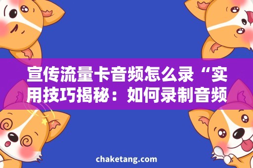 宣传流量卡音频怎么录“实用技巧揭秘：如何录制音频并用宣传流量卡吸引流量？”