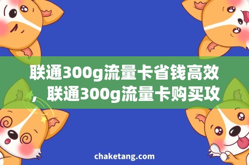 联通300g流量卡省钱高效，联通300g流量卡购买攻略