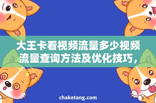 大王卡看视频流量多少视频流量查询方法及优化技巧，轻松掌握大王卡使用攻略