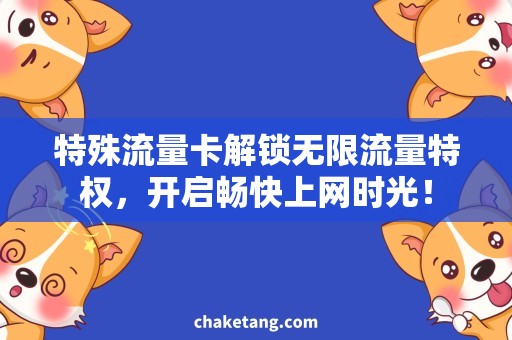 特殊流量卡解锁无限流量特权，开启畅快上网时光！