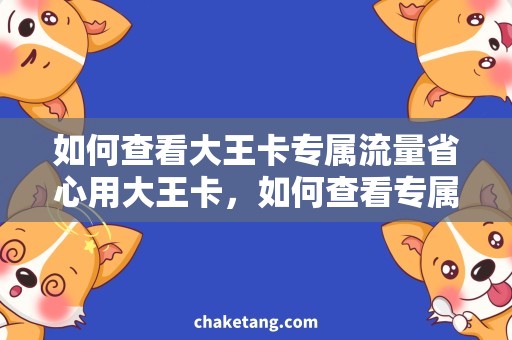 如何查看大王卡专属流量省心用大王卡，如何查看专属流量？