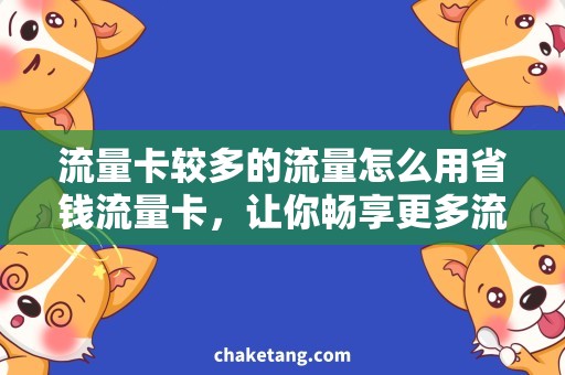 流量卡较多的流量怎么用省钱流量卡，让你畅享更多流量
