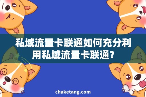 私域流量卡联通如何充分利用私域流量卡联通？