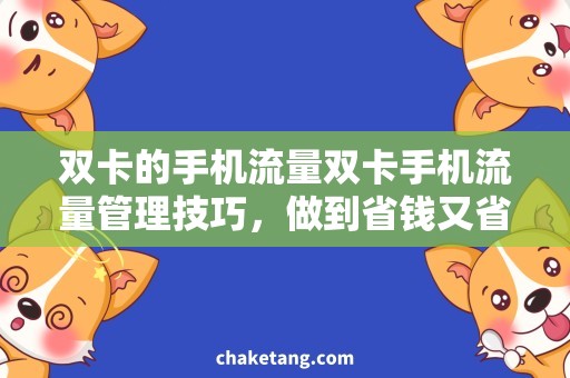 双卡的手机流量双卡手机流量管理技巧，做到省钱又省心