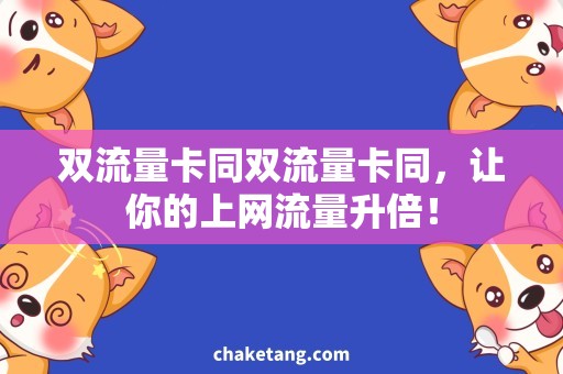 双流量卡同双流量卡同，让你的上网流量升倍！