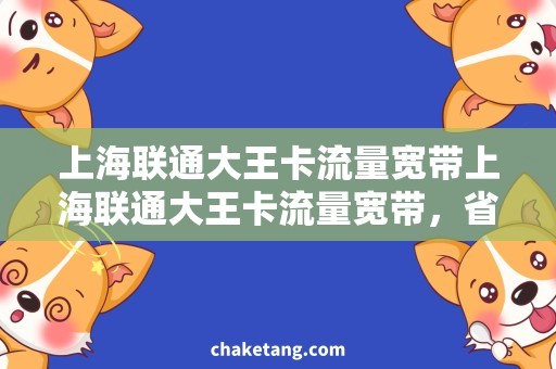 上海联通大王卡流量宽带上海联通大王卡流量宽带，省心上网的最佳选择
