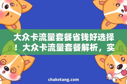 大众卡流量套餐省钱好选择！大众卡流量套餐解析，实测哪款更适合你？