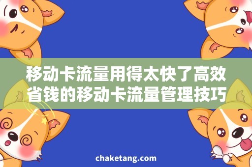 移动卡流量用得太快了高效省钱的移动卡流量管理技巧，让你再也不用担心用得太快了！
