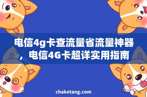 电信4g卡查流量省流量神器，电信4G卡超详实用指南