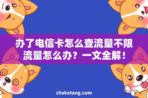 办了电信卡怎么查流量不限流量怎么办？一文全解！