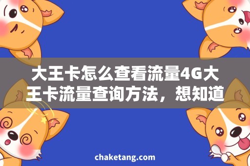 大王卡怎么查看流量4G大王卡流量查询方法，想知道流量用尽救急方案